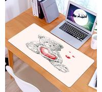 KDWJS Tappetino per mouse XXL Speed Gaming - 90x40 cm - XXL Mousepad - base antiscivolo - migliora la precisione e la velocità - Scarabocchio, disegno dettagliato dell'orsacchiotto con un cuore al po