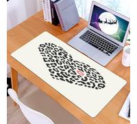 KDWJS Tappetino per mouse XXL Speed Gaming - 90x40 cm - XXL Mousepad - base antiscivolo - migliora la precisione e la velocità - Bacio, motivo a pelle di leopardo selvatico a forma di cuore e un Ki