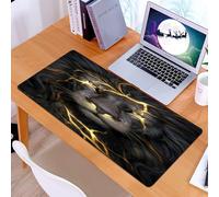 KDWJS Tappetino per mouse XXL Speed Gaming - 90x40 cm - XXL Mousepad - base antiscivolo - migliora la precisione e la velocità - Un leone nero con occhi dorati e strisce elettriche trasuda potere pri