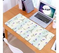 KDWJS Tappetino per mouse XXL Speed Gaming - 90x40 cm - XXL Mousepad - base antiscivolo - migliora la precisione e la velocità - Composizione floreale parigina con fiori di lavanda in strisce morbide