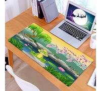 KDWJS Tappetino per mouse XXL Speed Gaming - 90x40 cm - XXL Mousepad - base antiscivolo - migliora la precisione e la velocità - Roi, conte de fées inspiré mignon petit Prince grenouille près du lac