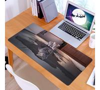 KDWJS Tappetino per mouse XXL Speed Gaming - 90x40 cm - XXL Mousepad - base antiscivolo - migliora la precisione e la velocità - L'animale, un gattino tigrato, guardava la tigre riflessa sul terreno.
