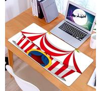 KDWJS Tappetino per mouse XXL Speed Gaming - 90x40 cm - XXL Mousepad - base antiscivolo - migliora la precisione e la velocità - Circo, iconica tenda a strisce rosse e bianche con ingresso blu di ben