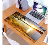 KDWJS Tappetino per mouse XXL Speed Gaming - 90x40 cm - XXL Mousepad - base antiscivolo - migliora la precisione e la velocità - Paesaggio, tramonto Alba nella foresta sul lago dei due fiumi Algonqui