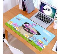 KDWJS Tappetino per mouse XXL Speed Gaming - 90x40 cm - XXL Mousepad - base antiscivolo - migliora la precisione e la velocità - Carlino, adorabile cucciolo sul campo di fiori fa, soffice tappeto in