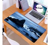 KDWJS Tappetino per mouse XXL Speed Gaming - 90x40 cm - XXL Mousepad - base antiscivolo - migliora la precisione e la velocità - Vista sull'oceano, un faro che brilla verso il cielo scuro, in piedi s