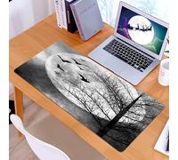 KDWJS Tappetino per mouse XXL Speed Gaming - 90x40 cm - XXL Mousepad - base antiscivolo - migliora la precisione e la velocità - Un gruppo di pipistrelli vola tra gli alberi della foresta durante la