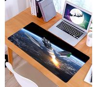 KDWJS Tappetino per mouse XXL Speed Gaming - 90x40 cm - XXL Mousepad - base antiscivolo - migliora la precisione e la velocità - Le astronavi volano sulla terra, i veicoli ferroviari bruciano propuls