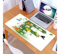 KDWJS Tappetino per mouse XXL Speed Gaming - 90x40 cm - XXL Mousepad - base antiscivolo - migliora la precisione e la velocità - Lettera F impreziosita da margherite, gigli ed eleganti farfalle