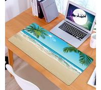 KDWJS Tappetino per mouse XXL Speed Gaming - 90x40 cm - XXL Mousepad - base antiscivolo - migliora la precisione e la velocità - Illustrazione di un oceano azzurro con cielo blu e sabbia bianca