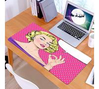 KDWJS Tappetino per mouse XXL Speed Gaming - 90x40 cm - XXL Mousepad - base antiscivolo - migliora la precisione e la velocità - Ragazza bionda pop art. Mano che fa ok. Fumetto vuoto. Casella di test