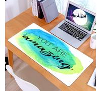 KDWJS Tappetino per mouse XXL Speed Gaming - 90x40 cm - XXL Mousepad - base antiscivolo - migliora la precisione e la velocità - Stile di vita, sei una citazione ispiratrice incredibile su un disegno