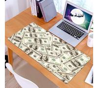 KDWJS Tappetino per mouse XXL Speed Gaming - 90x40 cm - XXL Mousepad - base antiscivolo - migliora la precisione e la velocità - Denaro, pila di dollari, modello di valuta, pila con ritratto di Ben F