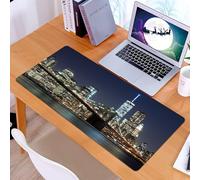 KDWJS Tappetino per mouse XXL Speed Gaming - 90x40 cm - XXL Mousepad - base antiscivolo - migliora la precisione e la velocità - Ponte di Brooklyn a New York con lo skyline di Manhattan al tramonto