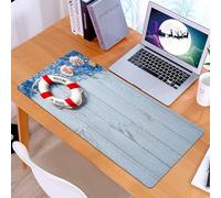 KDWJS Tappetino per mouse XXL Speed Gaming - 90x40 cm - XXL Mousepad - base antiscivolo - migliora la precisione e la velocità - Benvenuto nautico, strumenti di salvataggio su assi di legno stagionat
