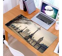 KDWJS Tappetino per mouse XXL Speed Gaming - 90x40 cm - XXL Mousepad - base antiscivolo - migliora la precisione e la velocità - Londra, Big Ben e Houses of Parliament sul lungofiume con lanterne ret