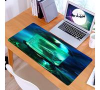 KDWJS Tappetino per mouse XXL Speed Gaming - 90x40 cm - XXL Mousepad - base antiscivolo - migliora la precisione e la velocità - Spazio, immagine artistica di un UFO marziano alieno in un acquario si