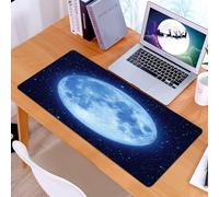 KDWJS Tappetino per mouse XXL Speed Gaming - 90x40 cm - XXL Mousepad - base antiscivolo - migliora la precisione e la velocità - Paesaggio lunare, luna piena blu, che occupa il cielo dell'universo os