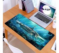 KDWJS Tappetino per mouse XXL Speed Gaming - 90x40 cm - XXL Mousepad - base antiscivolo - migliora la precisione e la velocità - Decorazioni fantasy, sottomarini fantascientifici, guerra subacquea, f