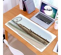 KDWJS Tappetino per mouse XXL Speed Gaming - 90x40 cm - XXL Mousepad - base antiscivolo - migliora la precisione e la velocità - Londra, Buckingham Palace, edificio storico, fiume Tamigi, ruota panor