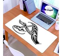 KDWJS Tappetino per mouse XXL Speed Gaming - 90x40 cm - XXL Mousepad - base antiscivolo - migliora la precisione e la velocità - Lettera A, disegno astratto, linee curve morbide, colore, altomedieval