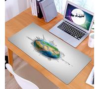 KDWJS Tappetino per mouse XXL Speed Gaming - 90x40 cm - XXL Mousepad - base antiscivolo - migliora la precisione e la velocità - Terra, Pianeta Terra Globo Continenti realistici Geografia Tema Matita