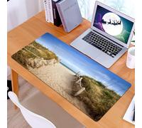 KDWJS Tappetino per mouse XXL Speed Gaming - 90x40 cm - XXL Mousepad - base antiscivolo - migliora la precisione e la velocità - Sentiero attraverso le dune fino alla spiaggia e al vecchio molo di le