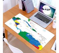 KDWJS Tappetino per mouse XXL Speed Gaming - 90x40 cm - XXL Mousepad - base antiscivolo - migliora la precisione e la velocità - Mappa, America Centrale e Isole dei Caraibi Mappa Paesi Città Nomi Reg