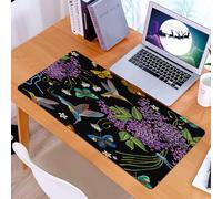 KDWJS Tappetino per mouse XXL Speed Gaming - 90x40 cm - XXL Mousepad - base antiscivolo - migliora la precisione e la velocità - Ricamo di farfalle tropicali con colibrì lilla. Ricamo di uccellini li