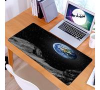 KDWJS Tappetino per mouse XXL Speed Gaming - 90x40 cm - XXL Mousepad - base antiscivolo - migliora la precisione e la velocità - Una vista mozzafiato della Terra che si erge sopra il terreno roccioso
