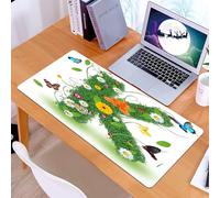 KDWJS Tappetino per mouse XXL Speed Gaming - 90x40 cm - XXL Mousepad - base antiscivolo - migliora la precisione e la velocità - Lettera K, maiuscola K Immagine a tema verde con ispirazioni dalla nat