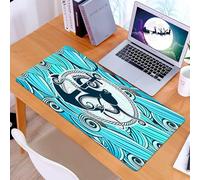 KDWJS Tappetino per mouse XXL Speed Gaming - 90x40 cm - XXL Mousepad - base antiscivolo - migliora la precisione e la velocità - simbolo del polpo sullo sfondo delle onde marine stilizzate