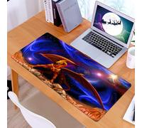 KDWJS Tappetino per mouse XXL Speed Gaming - 90x40 cm - XXL Mousepad - base antiscivolo - migliora la precisione e la velocità - Drago, scena fantasy, cavaliere del drago contro il cosmo, galassia, s