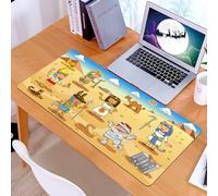 KDWJS Tappetino per mouse XXL Speed Gaming - 90x40 cm - XXL Mousepad - base antiscivolo - migliora la precisione e la velocità - Cartone animato, personaggi storici egiziani con piramidi Cleopatra Re
