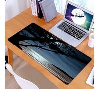 KDWJS Tappetino per mouse XXL Speed Gaming - 90x40 cm - XXL Mousepad - base antiscivolo - migliora la precisione e la velocità - Un albero scuro illuminato dalla luce della luna sotto il cielo scuro,