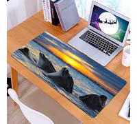 KDWJS Tappetino per mouse XXL Speed Gaming - 90x40 cm - XXL Mousepad - base antiscivolo - migliora la precisione e la velocità - Animale, foto del naso dei delfini bottiglia al tramonto