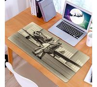 KDWJS Tappetino per mouse XXL Speed Gaming - 90x40 cm - XXL Mousepad - base antiscivolo - migliora la precisione e la velocità - Ritratto monocromatico di un pilota che abbraccia una donna davanti a