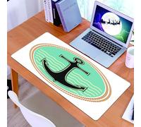 KDWJS Tappetino per mouse XXL Speed Gaming - 90x40 cm - XXL Mousepad - base antiscivolo - migliora la precisione e la velocità - Classico simbolo marinaro: un'ancora che si staglia su un motivo a ond