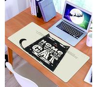 KDWJS Tappetino per mouse XXL Speed Gaming - 90x40 cm - XXL Mousepad - base antiscivolo - migliora la precisione e la velocità - Parole divertenti, figura di gatto nero con ironia