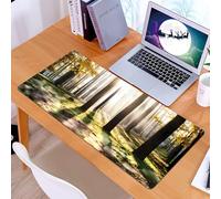 KDWJS Tappetino per mouse XXL Speed Gaming - 90x40 cm - XXL Mousepad - base antiscivolo - migliora la precisione e la velocità - Foresta, la luce del sole perfora la nebbia, illuminando alberi alti e