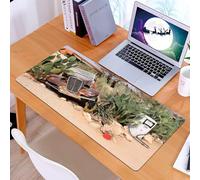 KDWJS Tappetino per mouse XXL Speed Gaming - 90x40 cm - XXL Mousepad - base antiscivolo - migliora la precisione e la velocità - Auto d'epoca, vecchia auto rotta e stazione di servizio nel deserto, f