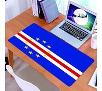 KDWJS Tappetino per mouse XXL Speed Gaming - 90x40 cm - XXL Mousepad - base antiscivolo - migliora la precisione e la velocità - Il simbolo nazionale di Capo Verde, una bandiera unica con strisce blu