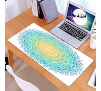 KDWJS Tappetino per mouse XXL Speed Gaming - 90x40 cm - XXL Mousepad - base antiscivolo - migliora la precisione e la velocità - Mandala, motivo acquatico nei colori del Mandala con il sole al centro