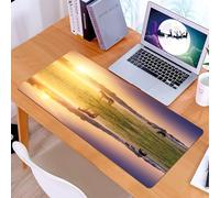 KDWJS Tappetino per mouse XXL Speed Gaming - 90x40 cm - XXL Mousepad - base antiscivolo - migliora la precisione e la velocità - Appartamento, Horse Valley nel sud con il riflesso del lago e il sole