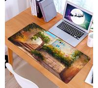 KDWJS Tappetino per mouse XXL Speed Gaming - 90x40 cm - XXL Mousepad - base antiscivolo - migliora la precisione e la velocità - Rustico, cancello di pietra in una vecchia città con fiori in fiore, d