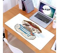 KDWJS Tappetino per mouse XXL Speed Gaming - 90x40 cm - XXL Mousepad - base antiscivolo - migliora la precisione e la velocità - Simpatico carlino pirata, un carlino con una pipa, che indossa abiti a