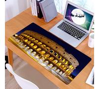 KDWJS Tappetino per mouse XXL Speed Gaming - 90x40 cm - XXL Mousepad - base antiscivolo - migliora la precisione e la velocità - Colosseo di notte, mantello romano sotto le luci, maestosa cupola nel