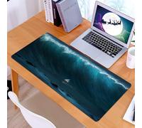 KDWJS Tappetino per mouse XXL Speed Gaming - 90x40 cm - XXL Mousepad - base antiscivolo - migliora la precisione e la velocità - Oceano, piccola imbarcazione catturata da una grande onda in tempesta