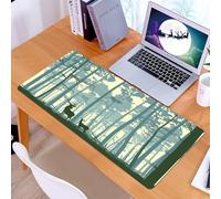 KDWJS Tappetino per mouse XXL Speed Gaming - 90x40 cm - XXL Mousepad - base antiscivolo - migliora la precisione e la velocità - Cervi, cervi e cerve nella nebbia, alberi avvolti, alberi alti e svett