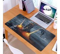 KDWJS Tappetino per mouse XXL Speed Gaming - 90x40 cm - XXL Mousepad - base antiscivolo - migliora la precisione e la velocità - Il drago attacca il castello in un assedio infuocato, Drago di fuoco,